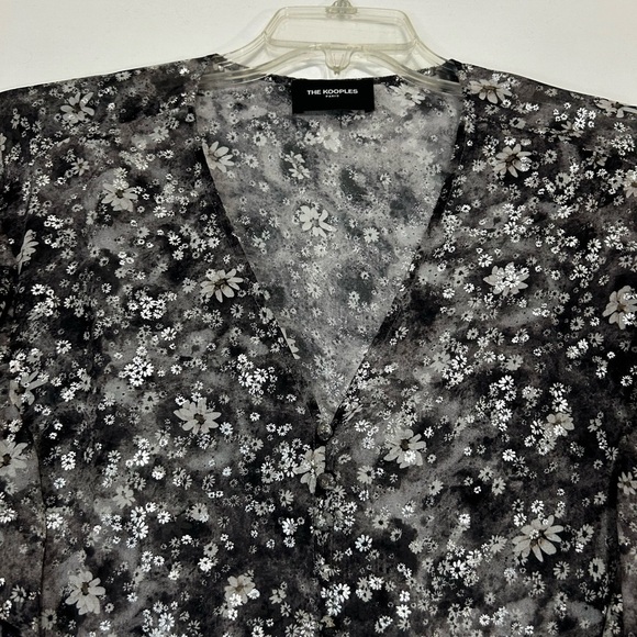 The Kooples Paris Women's Long Sleeve Button Down Floral Ruffle Blouse EU 2/ S - Picture 7 of 12